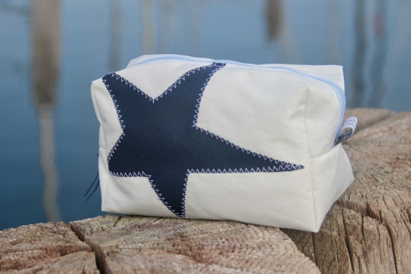 Segeltuch Kosmetiktasche eckig mit dunkelblauem Stern